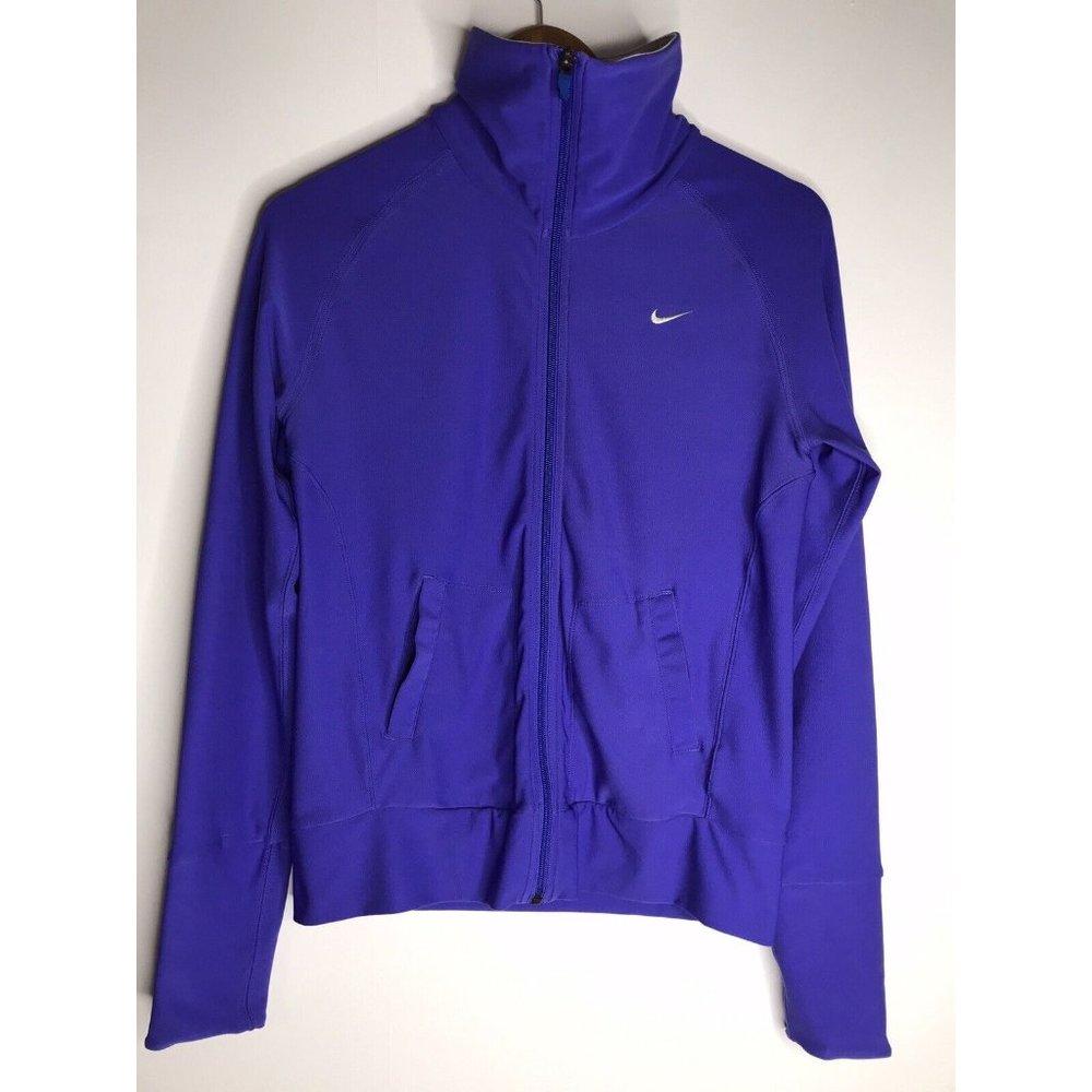 Nike Running Jacket Womens Small Blue Purple Full Zip Fit-Dry Long Sleeve